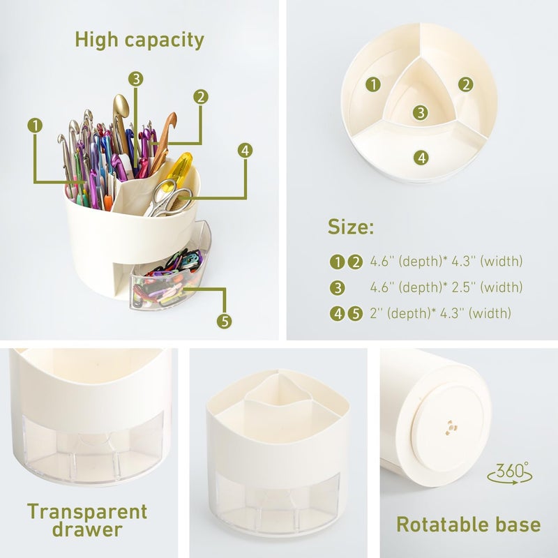 YOJOB Crochet Hook Case & Bag Combo, 360° Rotating Crochet Hooks Holder for Craft Table, Plus an On-the-go Crocheting Project Organizer Bag - Image 3